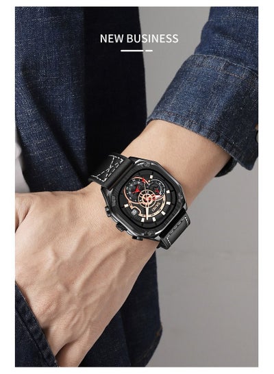 Skmei Men's Watches Leather Waterproof Quartz Watches Male Clock 9313