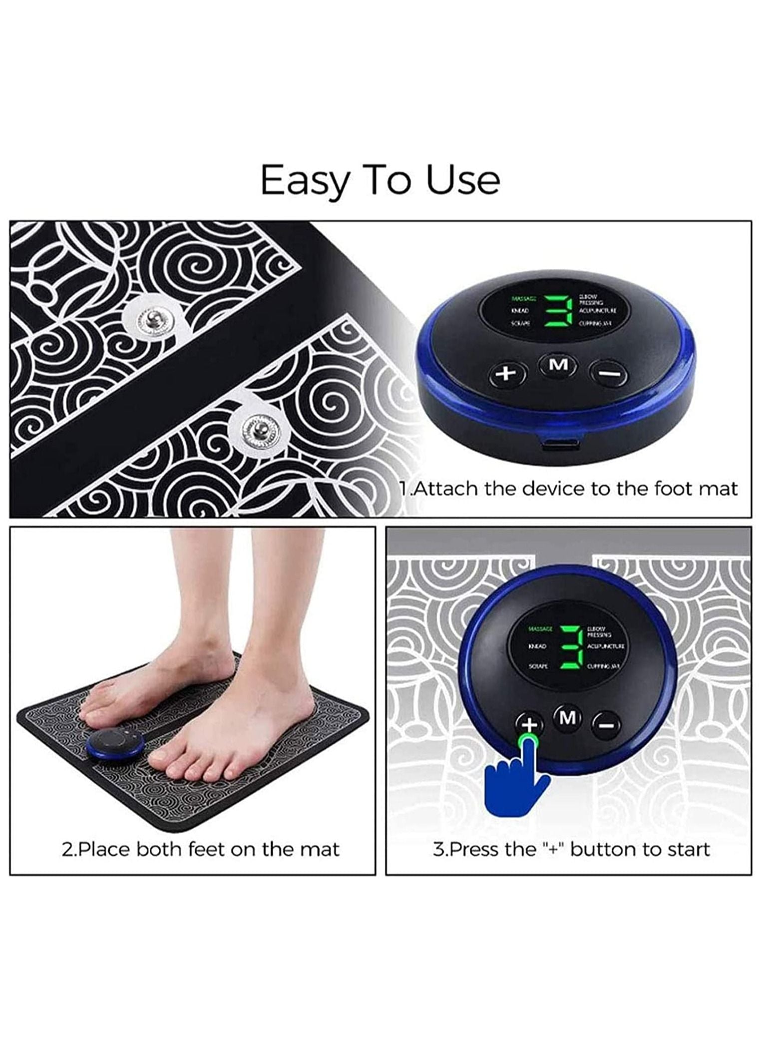 Eworld Pack of 2 Portable EMS Electric Foot Stimulator Massager Blood Circulation Pain Relieving Body Machine for Men and Women with 6 modes