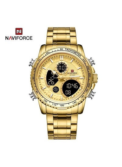 NAVIFORCE Watch for Men Fashion Sport with Casual Stainless Steel Strap Waterproof Analog Digital Dual Display Chronograph Military Quartz Wrist Watch NF9182