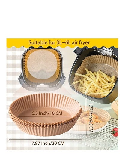 Air Fryer Disposable Paper Liners , 160x45mm Non-Stick Parchment Paper for Air Fryer Liners ,  50 PCS Round Baking Paper