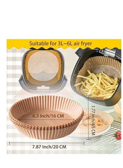 Air Fryer Disposable Paper Liners , 160x45mm Non-Stick Parchment Paper for Air Fryer Liners ,  50 PCS Round Baking Paper