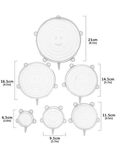 6 Pieces Silicone Stretch Lids Silicone Stretch Fresh Food Cover BPA-Free Stretch Lid Various Sizes Stack able Reusable Flexible to Fit All Shape of Containers