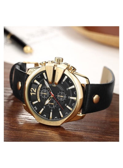 CURREN Men Watches Luxury Gold Male Fashion Leather Strap Outdoor Casual Sport Wristwatch with Big Dial