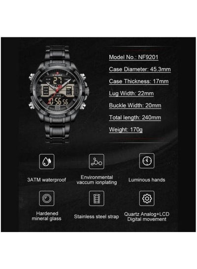 NAVIFORCE NF9201 Men Sport Military Luminous Digital Quartz Luxury 3ATM Waterproof Wrist watch