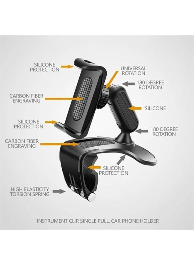 Multifunctional Car Dashboard Mobile Phone Holder, 360 Degree Rotation Universal Dash Clip Cellphone Mount for 4.0-6.2 inch Smartphones