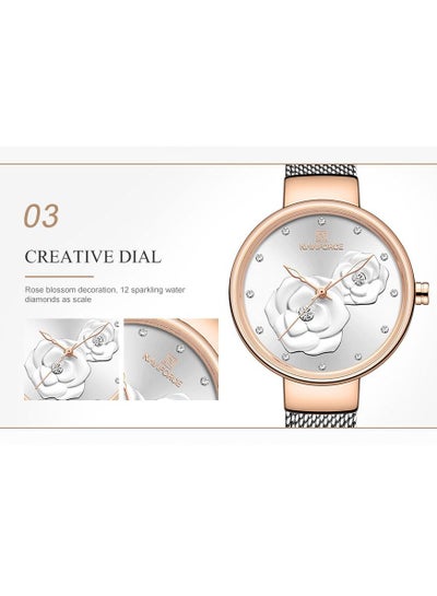 NAVIFORCE Women Luxury Creative Design Watch Stainless Steel Mesh Band Watches for Lady NF5013