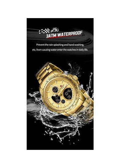 NAVIFORCE Watch for Men Fashion Sport with Casual Stainless Steel Strap Waterproof Analog Digital Dual Display Chronograph Military Quartz Wrist Watch NF9182
