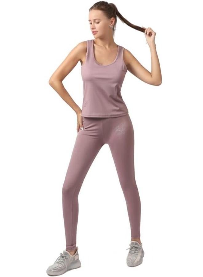 Yoga Outfit 2 Piece Workout Set High Waist Yoga Leggings and Padded Sando Top for Women Free Size T-18