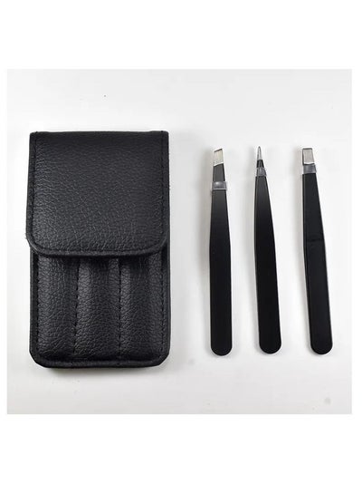 Eyebrows Tweezers Set, Stainless Steel Precision Remover Kit for Facial Hair, Inward Growing Hair and Splinter, Suitable for Women, Men (Black)