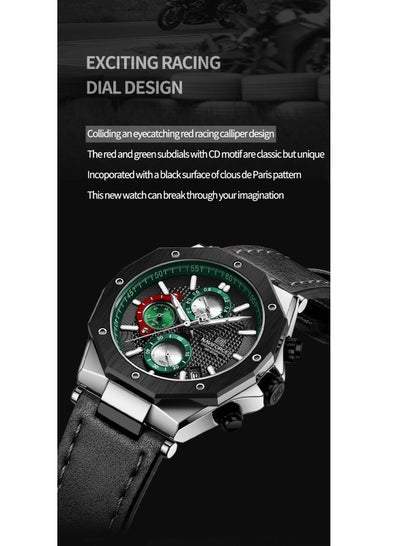 NAVIFORCE NF8028 ساعات كوارتز عصرية للرجال بحزام جلدي رياضي كرونوغراف ساعة معصم تاريخ تلقائي مقاوم للماء ساعات رجالية مضيئة