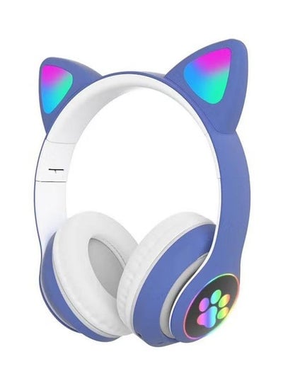 STN-28 Over Ear Music Headset Glowing Cat Ear Headphones Foldable Wireless BT5.0 Earphone (Purple)