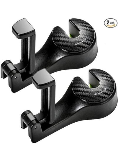 2 Pieces Car Seat Hooks, 360° Rotation Hidden Hooks, Keep Your Car Tidy and Organized for your Phone, Purse, Grocery Bag and Purse