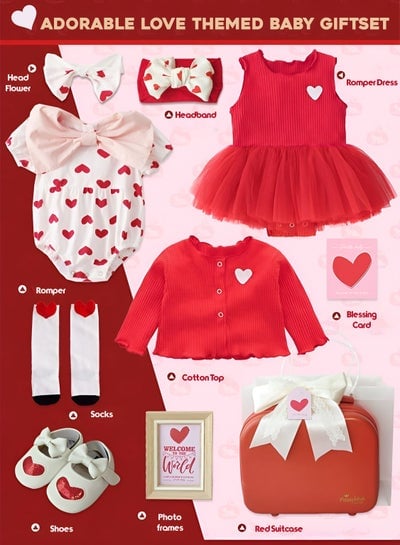 Newborn gift set - Essential infant baby cotton outfit package for baby girl's giftset 10 in 1