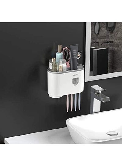 Wall Mounted Toothbrush Holder And Toothpaste Dispenser With 1 Cup