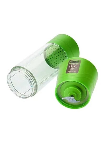 Portable Wireless Rechargeable 4 Blades USB Electric Blender Juicer Cup Plastic Fruit Grinder 380ml Juice Bottle Mini Automatic Smoothie Cider Device (Green)