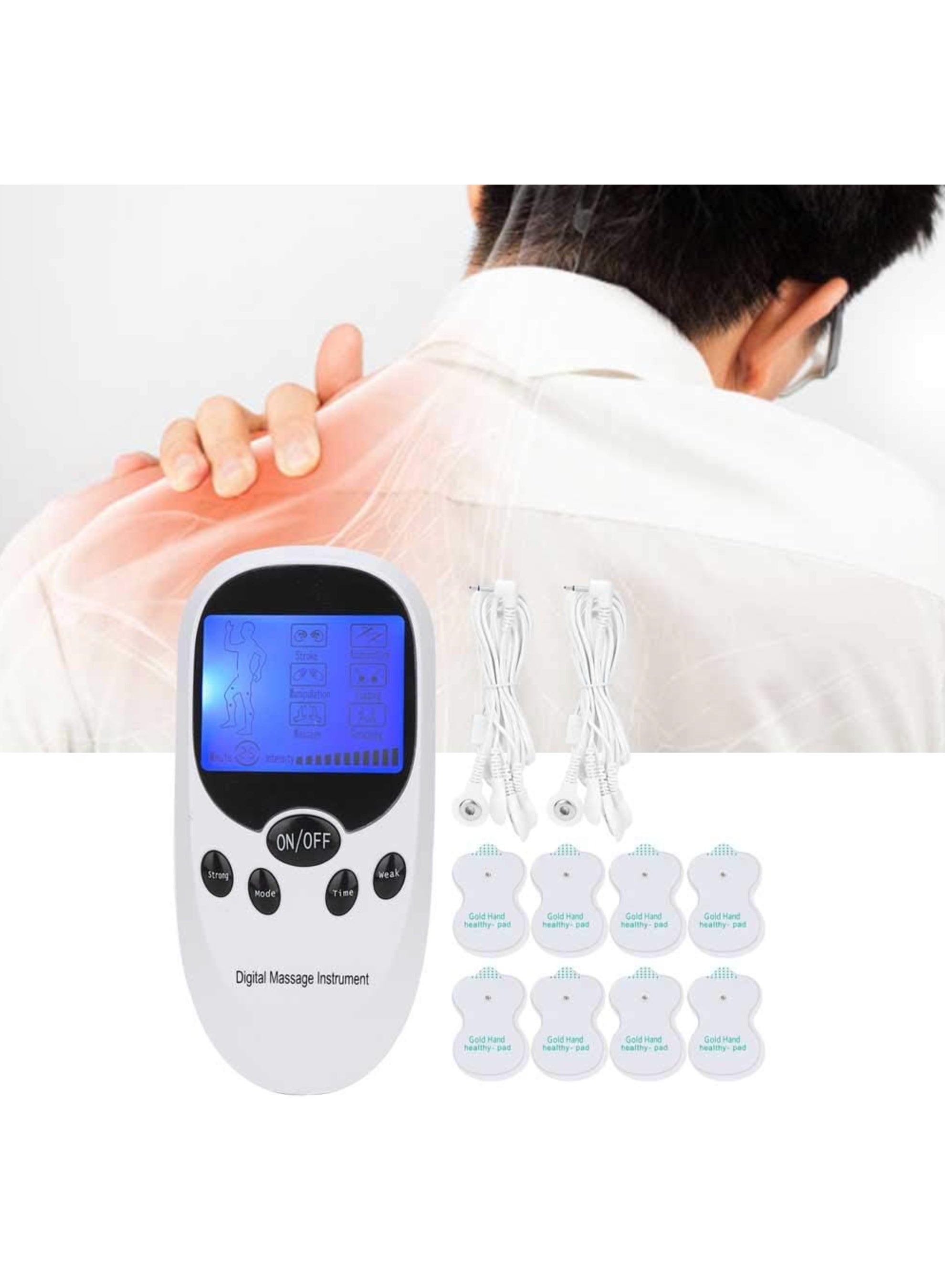 Stimulation Device with 8 Electrode Pads Muscle Stimulator for Muscle Building, Pain Relief, Muscle Training