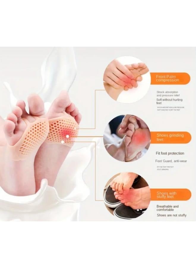 2 Pieces Non-Slip Super Soft Honeycomb Forefoot Pads Anti-Wear Foot Pads For High-heeled Shoes