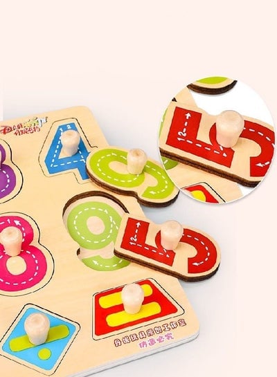 Wooden Pegged Puzzles Numbers Alphabet Puzzle And Educational Learning Board For Kids