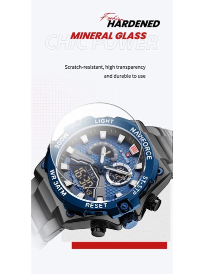 NAVIFORCE NF9207 Watches Men Military Fashion Quartz Luminous Dual Display Waterproof Male LED Digital Alarm Clock Clock Reloj Hombre