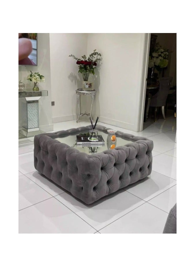 Furniture'S Button Design Centre Table (60X60X40 Cm , Dark Grey)
