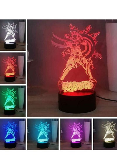 Naruto 3D Illusion Table Lamp Japanese Anime LED Night Light Cartoon Comic Children Sleeping Lamp USB Remote Control Desk Lamp Home Decor Light Kids Presents Funny Toy