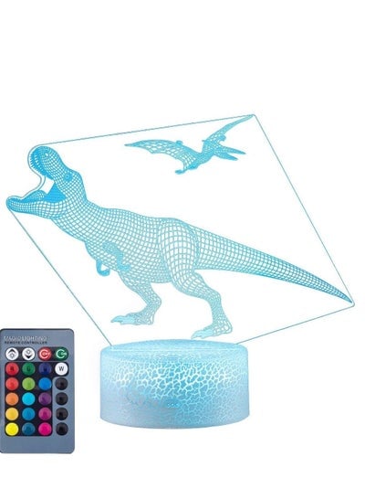 Multicolour 3D Dinosaur Night Light Decorative LED Bedside Desk Table Lamp 3D Illusion Light