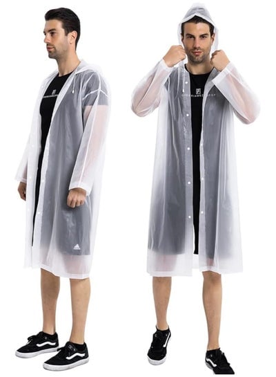Reusable Raincoat Poncho With Hood And Elastic Sleeving For Adults