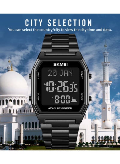 SKMEI 1763 Men's Watch Muslim Qibla Clock LED Chronograph Man Digital Watches Waterproof Male Wristwatch Relojes Para Hombre