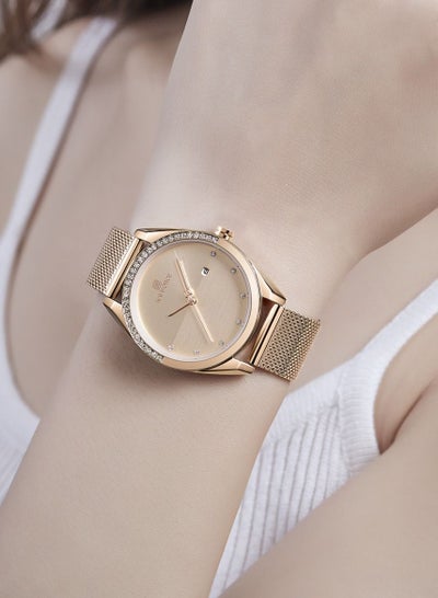 NAVIFORCE Luxury Fashion Simple Diamond Women Watch Stainless Steel Waterproof Wristwatches with Date NF5015