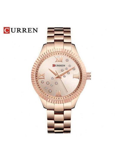 ساعة CURREN 9009 كوارتز بحزام من الفولاذ المقاوم للصدأ ومجوهرات مقاومة للماء وساعة كاجوال موجزة
