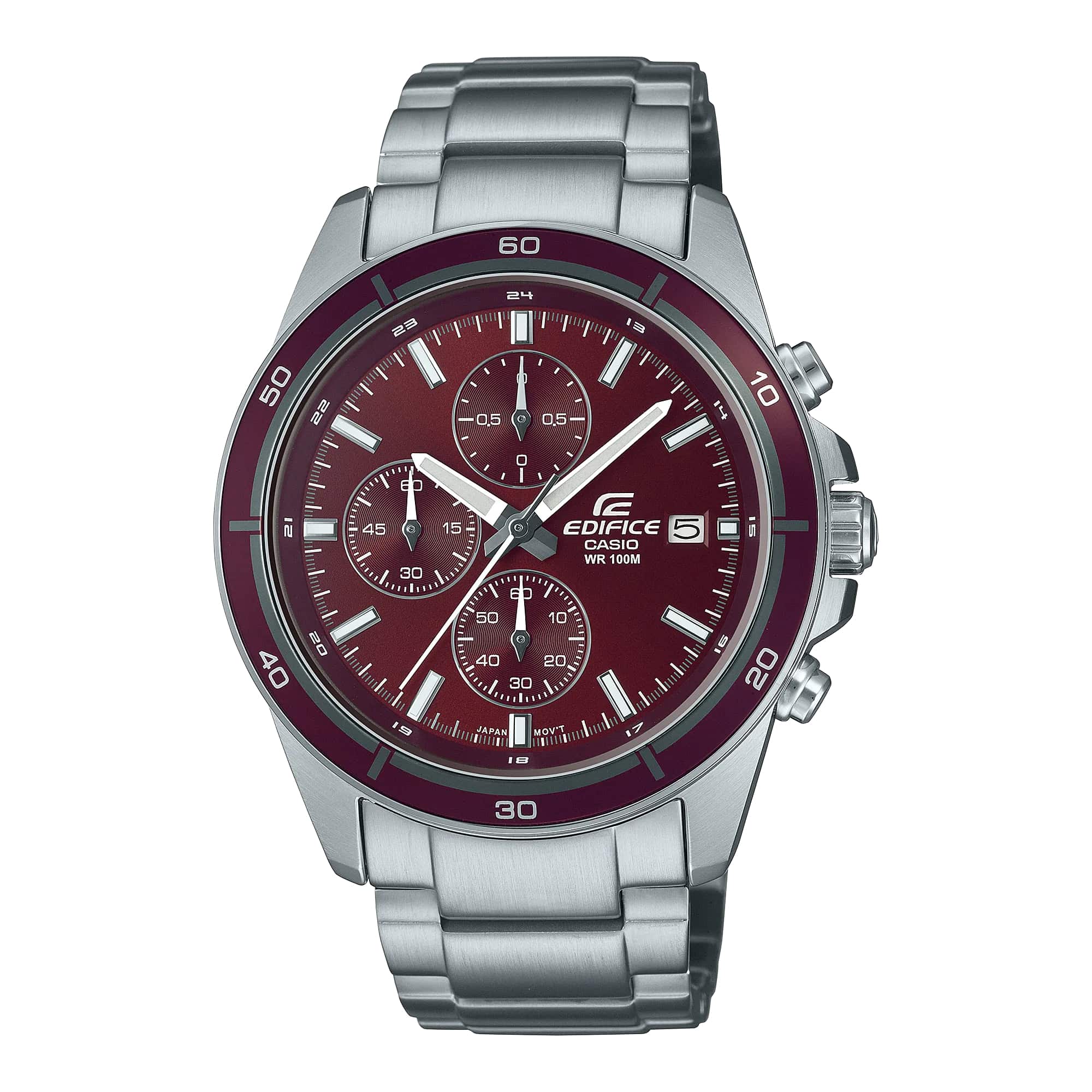Casio Edifice Men's Watch - EFR-526D-5CVUDF Red Dial, Silver Band