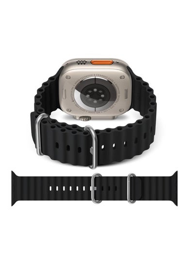 Silicone Ocean Strap Compatible With Apple Watch Band 42 44 45 & 49mm Black