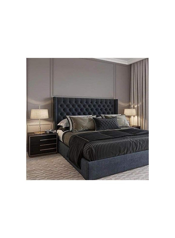 Super King Size Bed With Mattress In Black Velvet