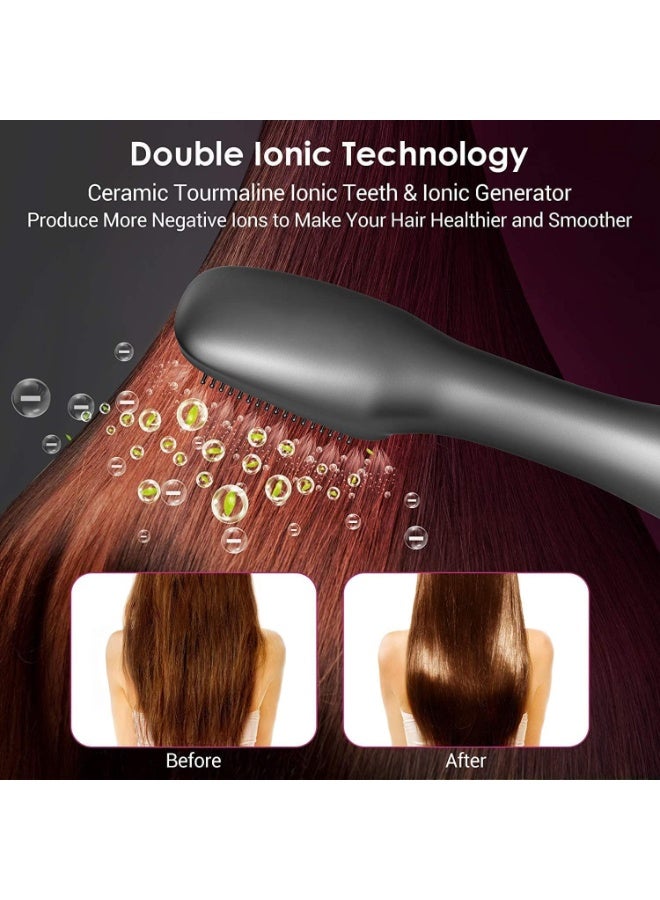 Eworld 3-in-1 Hair Dryer Brush and Straightener, 1200W Professional Ceramic Tourmaline Hot Air Brush with Ionic Technology, 3 Heat & 2 Speed Settings, One-Step Dryer & Styler for All Hair Types, Grey