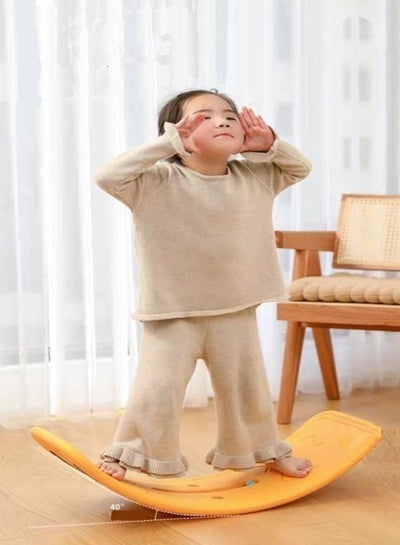 Smart Balancing Board Curvy Balance Board Home Sensory Training Indoor Fitness Smart Board Seesaw Capacity Yellow 100KG