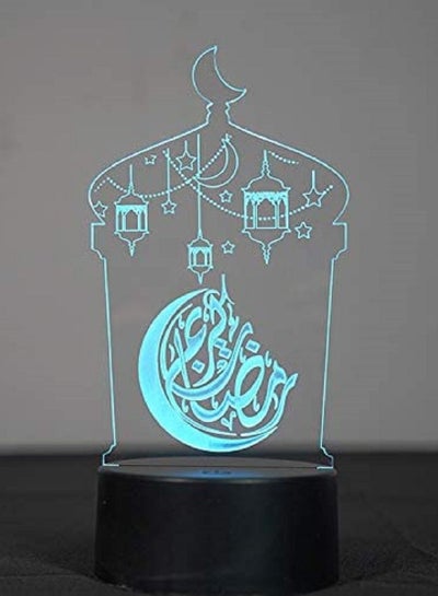 3D Ramadan Night Light EID Mubarak Table Desk Lamp Party Decoration Black Base 16 Color
