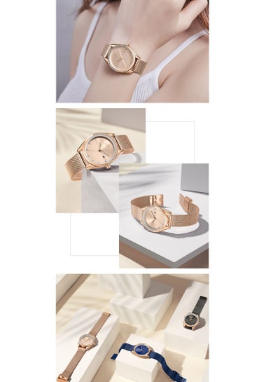 NAVIFORCE Luxury Fashion Simple Diamond Women Watch Stainless Steel Waterproof Wristwatches with Date NF5015