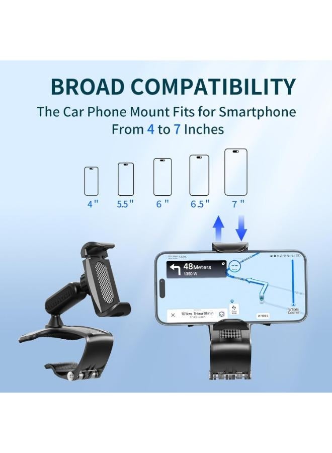 Multifunctional Car Dashboard Mobile Phone Holder, 360 Degree Rotation Universal Dash Clip Cellphone Mount for 4.0-6.2 inch Smartphones
