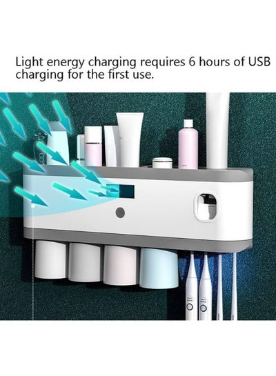 Smart Sterilization Toothbrush Holder with Toothpaste Squeezer and 4 Cups RA-897