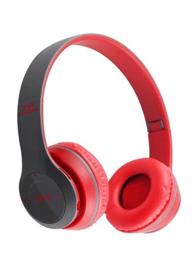 P47 Wireless Red Bluetooth Foldable Headset With Microphone - Red