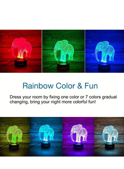 Multicolour Elephant 3D Elephant Lamp Optical Illusion Night Light for Room Decor & Baby Nursery Cool Birthday Gifts for Girls & Boys 16 Colour Changing Toys