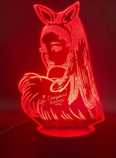 متعدد الألوان أضواء الليل 3D مصباح الجدول ضوء الليل المغني المشاهير أريانا غراندي ملصق القط فتاة المشجعين هدية لغرفة النوم ديكور 3D LED ضوء الليل