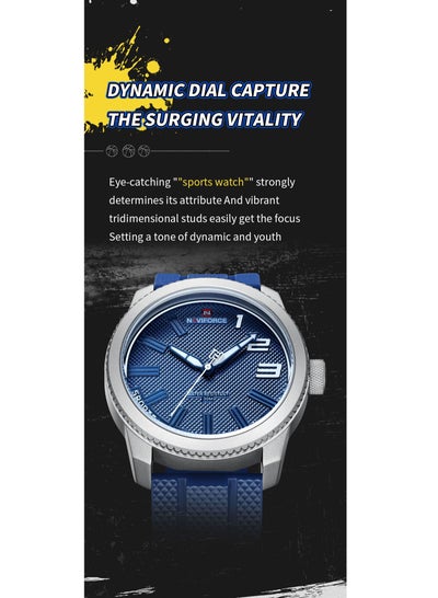 NAVIFORCE NF9202T سيليكون باند ساعة رياضية مقاومة للماء للرجال ساعة يد كوارتز عادية تصميم مقاوم للصدمات ساعة رجالية Relogio Masculino