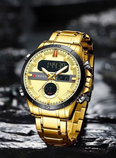 Curren 8384 Men's Stainless Steel Quartz Watch Luxury Chronograph Water Resistant Watch - Gold