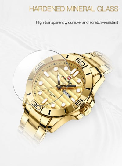 NAVIFORCE Men's Watches Waterproof Stainless Steel Quartz Calender Week Diplay Watch Casual For Men NF9198