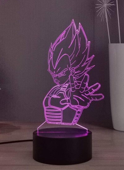 Dragon Ball Vegeta 3D LED Night Light Desk Lamp, Son Goku 7 Colors Child Room Bedroom Night Lamp Decoration Light, Smart Touch Remote Kids Table Lamp, Boys Birthday Holiday Light (Vegeta)