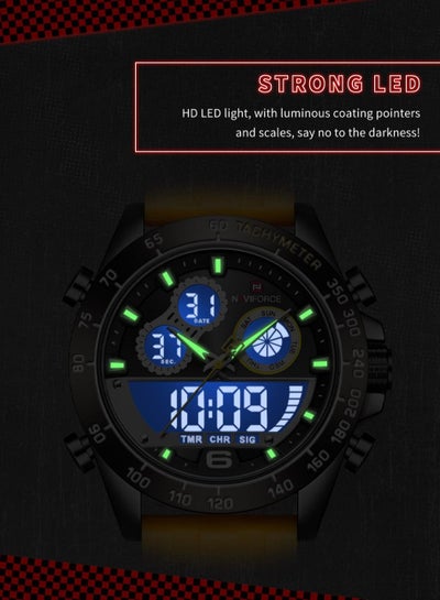NAVIFORCE Men Digital Sport Chronograph Watch Silicone Strap Waterproof Luminous Analog Quartz Wristwatches NF9188T