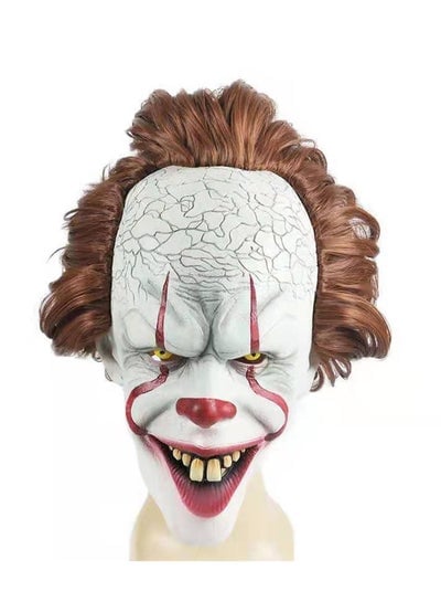 قناع المهرج Brain Giggles لكامل الوجه من Pennywise - قناع مخيف ومخيف لحفلات الهالوين التنكرية