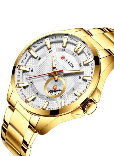 Men's 8372 Waterproof Stainless Steel Band With Calendar Quartz Watch - 46 mm