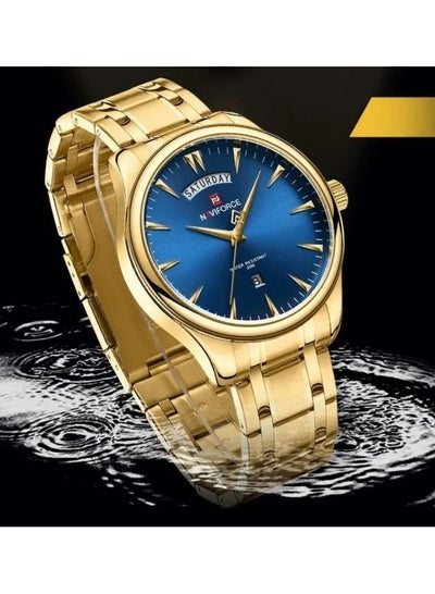 ساعة NAVIFORCE Fashion كاجوال من الستانلس ستيل مقاومة للماء، ساعة يد كوارتز كلاسيكية للأعمال NF9213